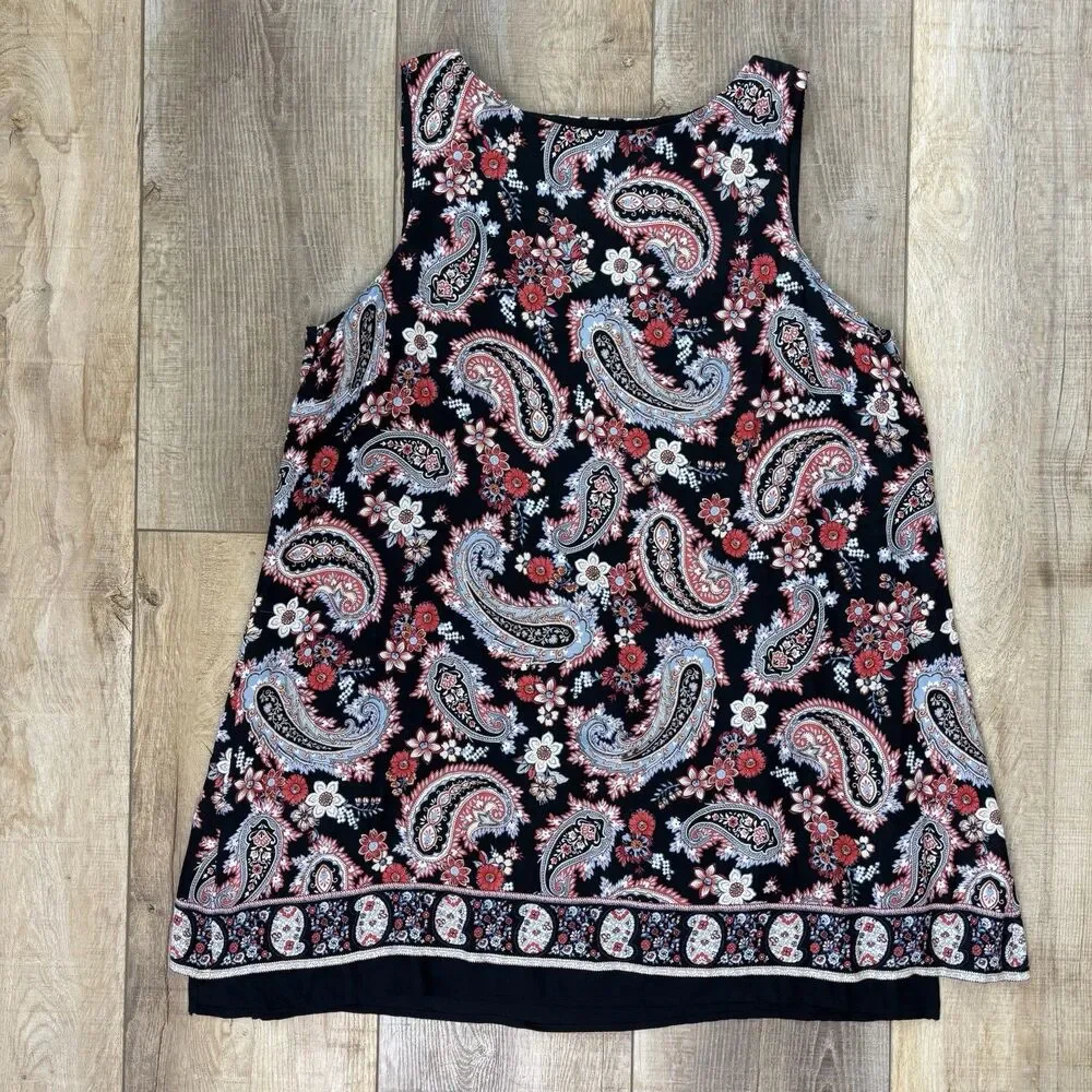 J Jill Womens Black Floral Paisley Dress Size L Shift Lined Lightweight Summer - Picture 4 of 13